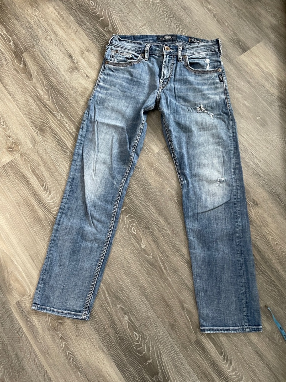Men’s Silver Eddie Jeans, Medium Blue, W32/L34